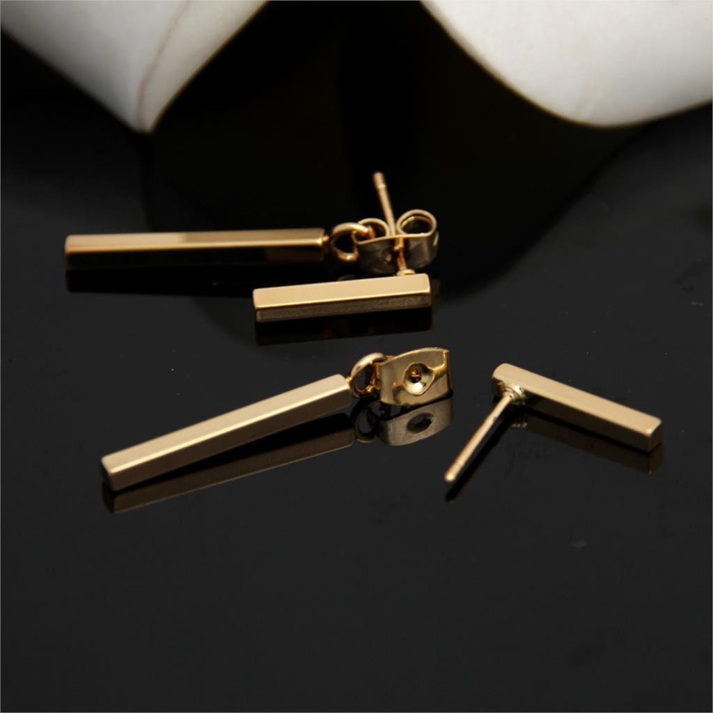 Bar Drop Dangle 1.2" Long Earrings , 2 Pieces Jackets , Simple Minimalist Dainty Modern , Rose Gold Silver Plated , Ships Free for Every Day - Lazuli