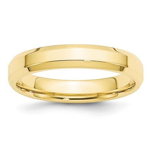 REAL Comfort Fit 10K Solid Yellow Gold 4mm Beveled Edge Men's and Women's Wedding Band Engagement Anniversary Midi Thumb Toe Ring Sizes 4-14