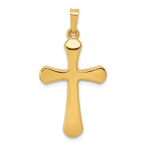 14k Solid Gold Yellow or White Plain Polished Latin Cross for a Chain or Necklace 1.25" Long x .60" Width. Classic Religious Jewelry - Lazuli