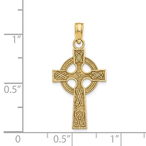 14k Solid Gold Yellow or White Celtic Iona Cross for a Chain or Necklace 1.1" Long x .55" Width. Classic Religious Irish Jewelry - Lazuli