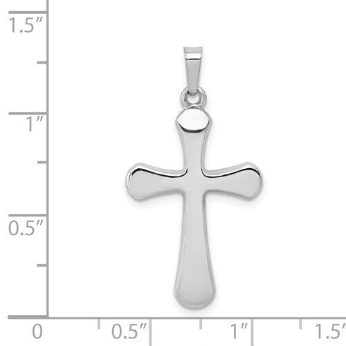 14k Solid Gold Yellow or White Plain Polished Latin Cross for a Chain or Necklace 1.25" Long x .60" Width. Classic Religious Jewelry - Lazuli
