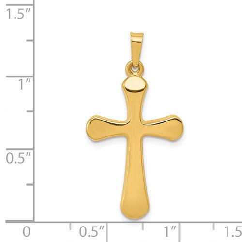 14k Solid Gold Yellow or White Plain Polished Latin Cross for a Chain or Necklace 1.25" Long x .60" Width. Classic Religious Jewelry - Lazuli