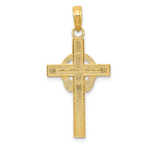 14k Solid Gold Yellow or White Celtic Claddagh Cross for a Chain or Necklace 1.25" Long x .60" Width. Classic Religious Irish Jewelry - Lazuli