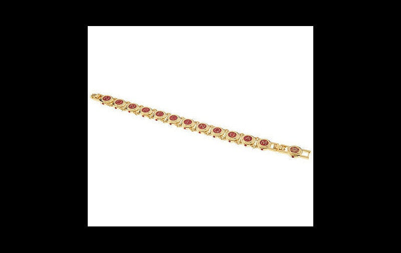 Jackie Kennedy Gold-Plated Enameled Crystal 7in With 1in Extension Castellani Wedding Bracelet NON RELINQUAM “I will never give up on you - Lazuli