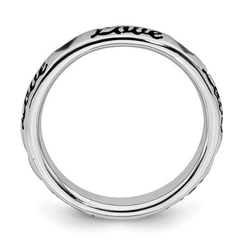 Love 3.50 mm Sterling Silver Comfort Fit Wedding Band Promise Engagement Thumb Toe Midi Simple Minimalist Ring Gift for Her Expression - Lazuli