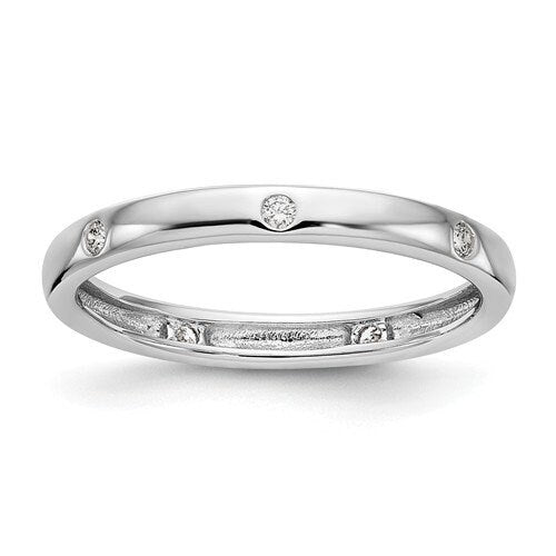 14K White Gold Bridal Set Eternity Wedding Band with diamonds Simple Classic Ring 7 Small Tiny Diamonds Engagement Anniversary Minimalist - Lazuli