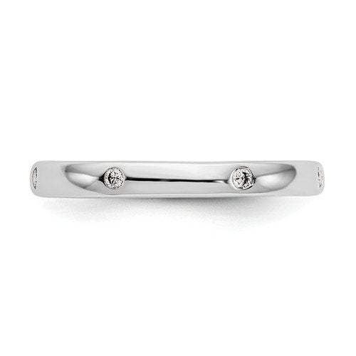 14K White Gold Bridal Set Eternity Wedding Band with diamonds Simple Classic Ring 7 Small Tiny Diamonds Engagement Anniversary Minimalist - Lazuli