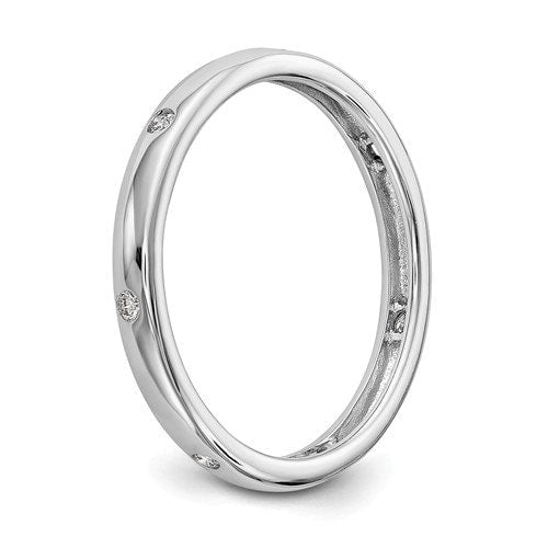 14K White Gold Bridal Set Eternity Wedding Band with diamonds Simple Classic Ring 7 Small Tiny Diamonds Engagement Anniversary Minimalist - Lazuli