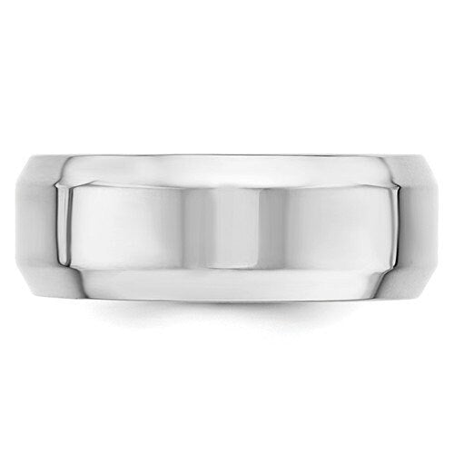 REAL Comfort Fit 10K Solid White Gold 8mm Beveled Edge Men's Women's Wedding Band Engagement Anniversary Thumb Ring Sizes 4-14. Ships Free