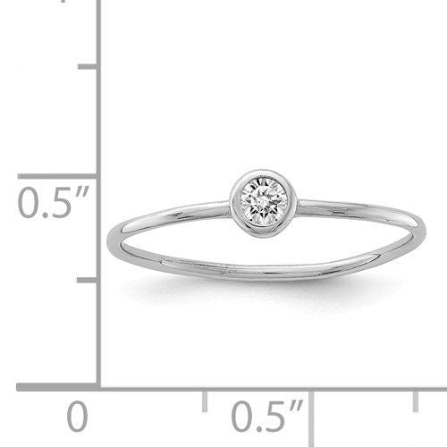 Sterling Silver Circle Dot Simple CZ Stone Ring Stacking Stackable Minimalist Dainty Everyday Jewelry Geometric Handmade Ring - Lazuli