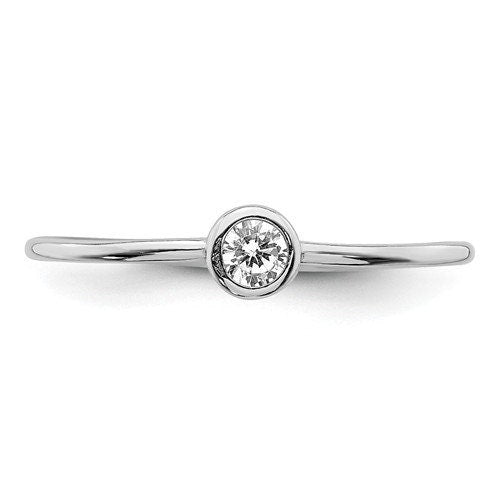 Sterling Silver Circle Dot Simple CZ Stone Ring Stacking Stackable Minimalist Dainty Everyday Jewelry Geometric Handmade Ring - Lazuli