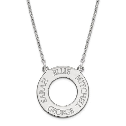 Personalized Sterling Silver or Gold-Plated over Silver Open Circle with 1 , 2 , 3 or 4 names necklace included 18" chain Mother's Day Gift