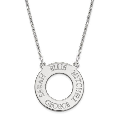 Personalized Sterling Silver or Gold-Plated over Silver Open Circle with 1 , 2 , 3 or 4 names necklace included 18" chain Mother's Day Gift - Lazuli