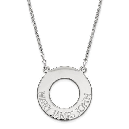 Personalized Sterling Silver or Gold-Plated over Silver Open Circle with 1 , 2 , 3 or 4 names necklace included 18" chain Mother's Day Gift