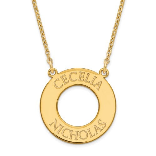 Personalized Sterling Silver or Gold-Plated over Silver Open Circle with 1 , 2 , 3 or 4 names necklace included 18" chain Mother's Day Gift - Lazuli