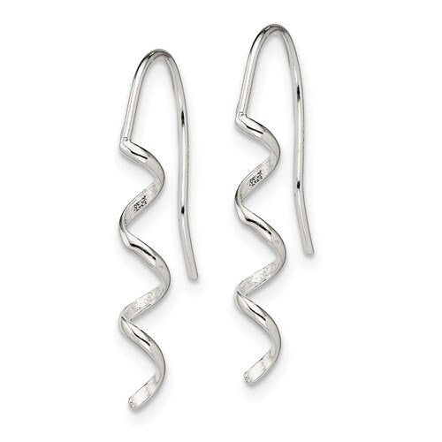 Sterling Silver 925 Spiral Dangle French Wire 1" Long Earrings, Simple Minimalist Modern Drop & Dangle Shepherd Hook Earrings bridesmaids - Lazuli