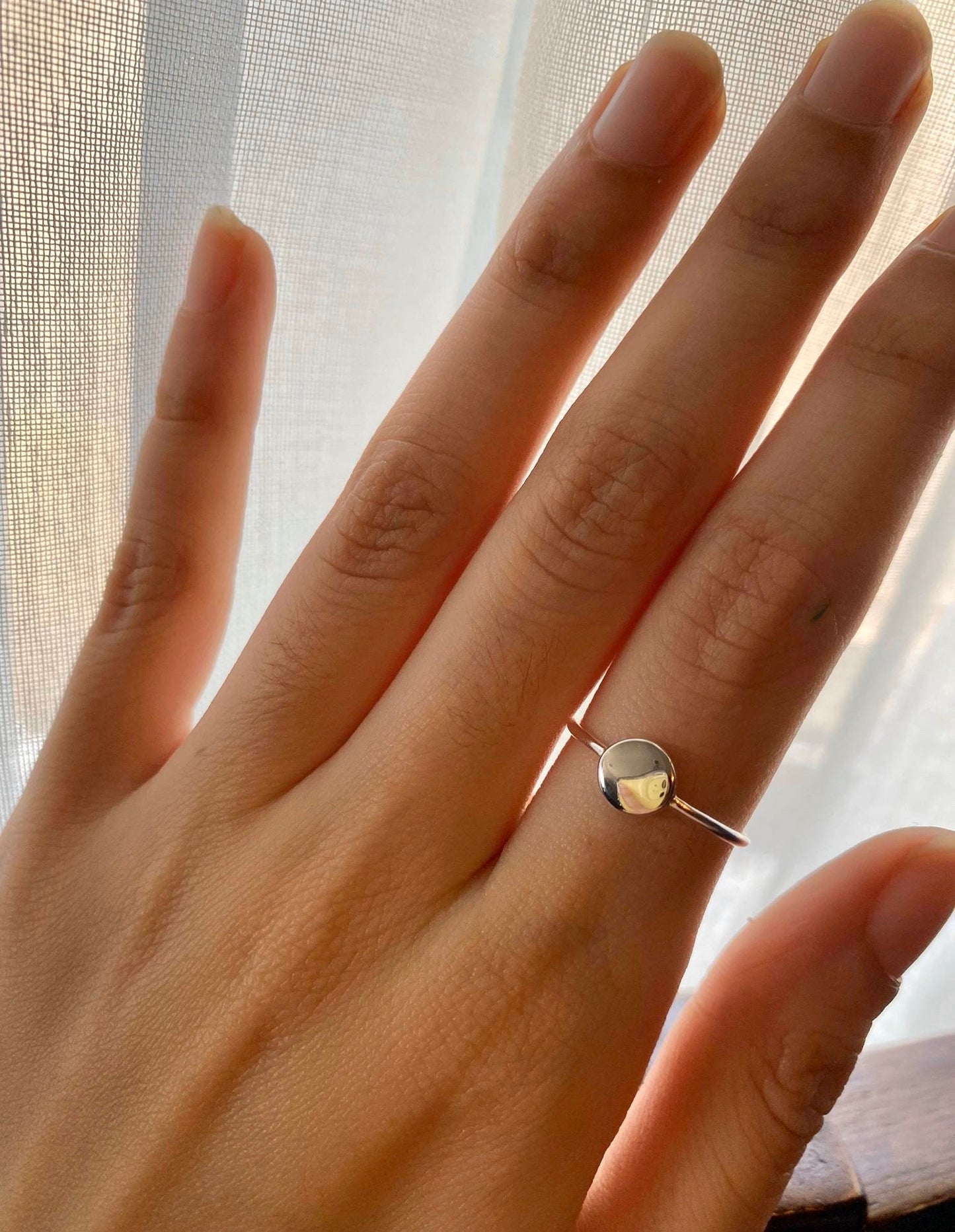 Sterling Silver Circle Dot Simple Ring Stacking Stackable Minimalist Dainty Everyday Jewelry Geometric Handmade Ring - Lazuli