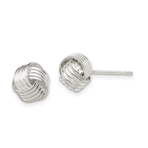 925 Sterling Silver 8mm Love Knot Stud Earrings , Push Back Simple Minimalist Modern NOT silver plated Ships Free bridesmaids - Lazuli
