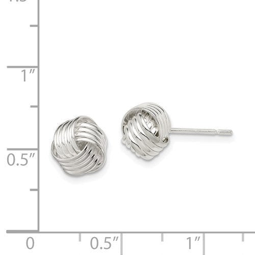 925 Sterling Silver 8mm Love Knot Stud Earrings , Push Back Simple Minimalist Modern NOT silver plated Ships Free bridesmaids - Lazuli