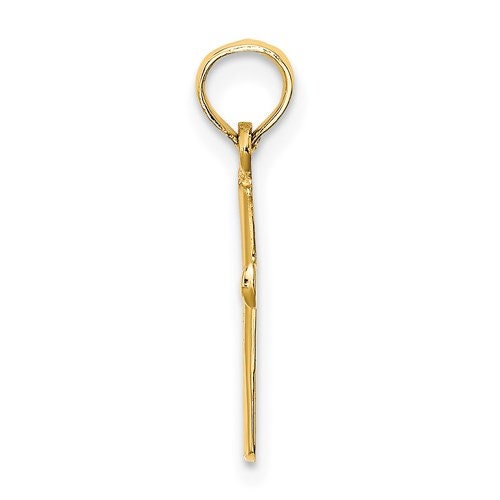 14k Yellow Gold Small Beveled Cross Round Tips for a Chain .75" Long x .4" Width. Classic Religious Minimalist Jewelry everyday use gift - Lazuli