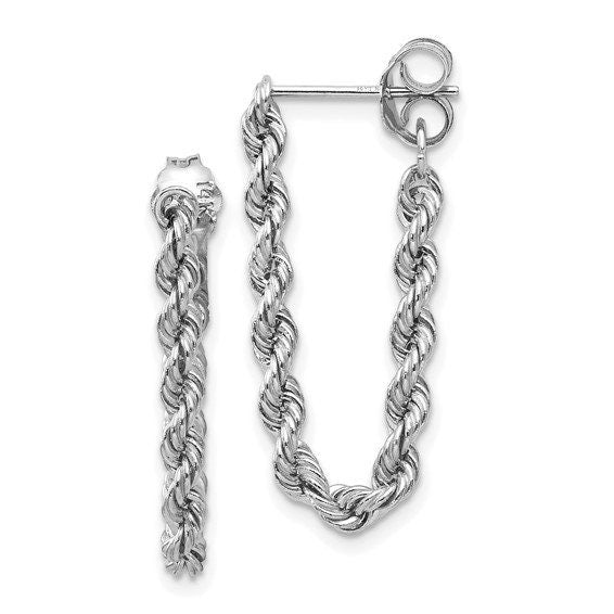 14K Yellow or White Gold Rope Dangle Drop 1" Long Earrings, Simple Minimalist Dainty Modern NOT gold filed or gold plated Butterfly Back - Lazuli