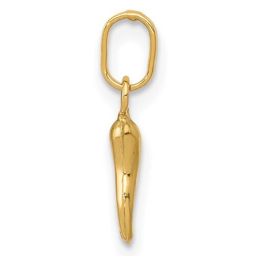 14k Tiny Solid Yellow Gold Italian Horn Pendant Charm Good Luck for a Chain or Necklace .5" Long. Not Gold Plated. Real 14K Gold - Lazuli