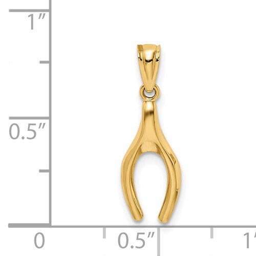 14k Solid Yellow Gold Polished Wish Bone Pendant Charm Good Luck for a Chain or Necklace .75" Long. Not Gold Plated. Real 14K Gold - Lazuli