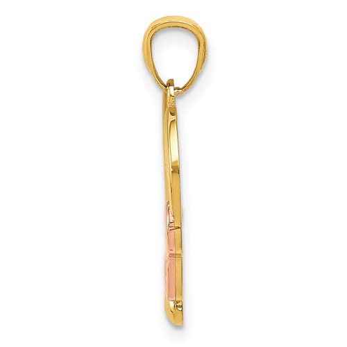 14k Solid Yellow or White or Yellow with Rose Gold Polished Infinity Symbol Heart Pendant Love Charm for a Chain or Necklace .8" Long - Lazuli