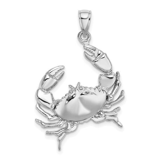 14k Solid Yellow or White Gold Polished Large Stone Crab w/ Claw Extended Pendant Charm 4 a Chain Necklace 1.5" Long. Real 14K Gold - Lazuli