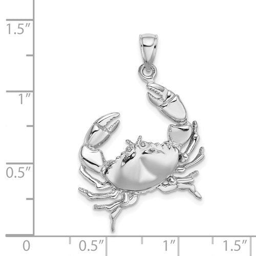 14k Solid Yellow or White Gold Polished Large Stone Crab w/ Claw Extended Pendant Charm 4 a Chain Necklace 1.5" Long. Real 14K Gold - Lazuli