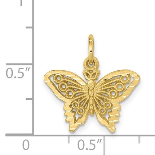 10k White or Yellow Gold Butterfly Charm Polished Pendant for a Chain or Necklace .7" Long Butterfly Wings Gift for her Real 10K Gold - Lazuli