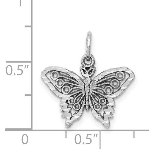 10k White or Yellow Gold Butterfly Charm Polished Pendant for a Chain or Necklace .7" Long Butterfly Wings Gift for her Real 10K Gold - Lazuli