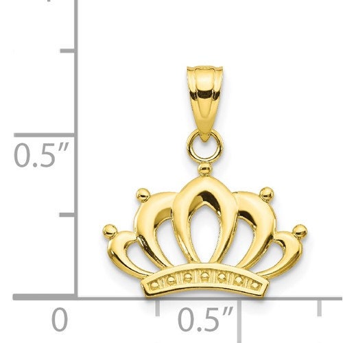 10k Tiny Solid Yellow Gold Crown Little Princess Pendant Charm for a Chain or Necklace .7" Long Not Gold Plated. Real 10K Gold - Lazuli