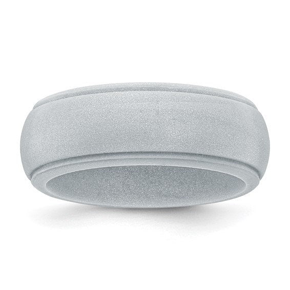 Silicone Ring Wedding Band Flexible Ridged Edge Athletic Military Workout Working Jewelry 8mm Width Ships free Active lifestyle Engagement - Lazuli