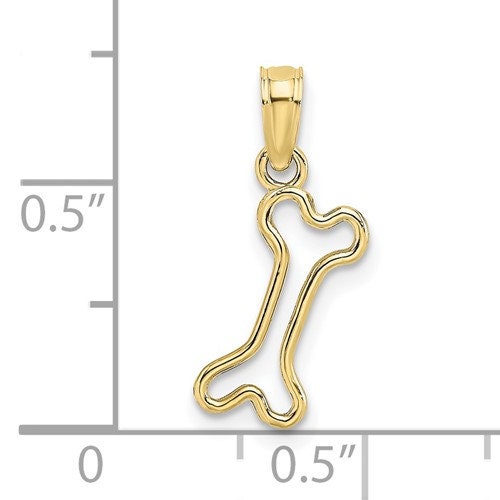 10k Tiny Solid Yellow Gold Dog Cut-Out Polished Mini Dog Bone Pendant Charm for a Chain or Necklace .7" Long Not Gold Plated. Real 10K Gold - Lazuli