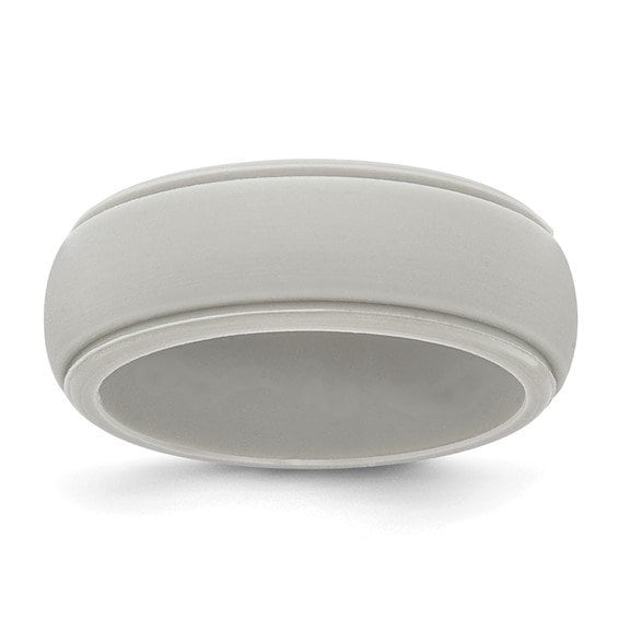 Silicone Ring Wedding Band Flexible Ridged Edge Athletic Military Workout Working Jewelry 8mm Width Ships free Active lifestyle Engagement - Lazuli
