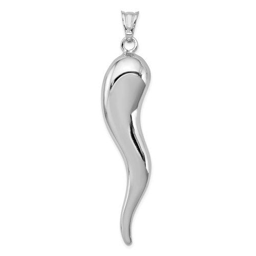 Sterling Silver 3D 8 different Sizes Italian Horn Pendant Charm for a Chain or Necklace for good luck Ships Free Great for everyday wear - Lazuli