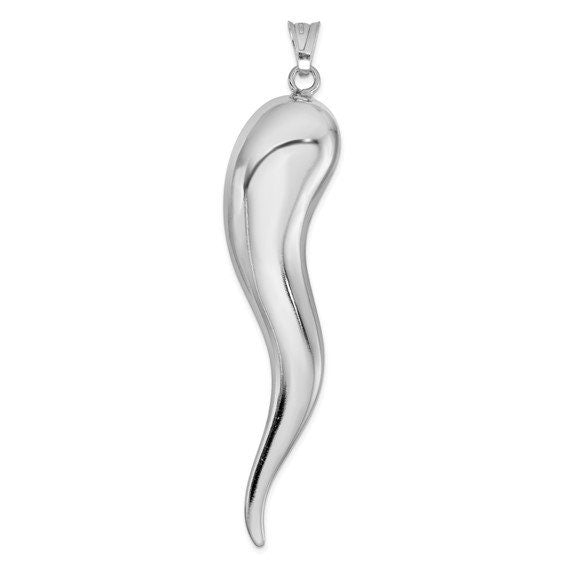 Sterling Silver 3D 8 different Sizes Italian Horn Pendant Charm for a Chain or Necklace for good luck Ships Free Great for everyday wear - Lazuli
