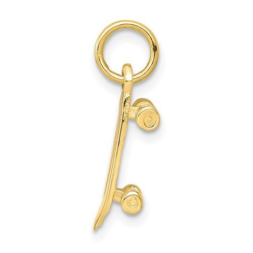 10k Solid Yellow Gold 3-D Skateboard Charm for a Chain or Necklace .75" Long Not Gold Plated. Real 10K Gold - Lazuli