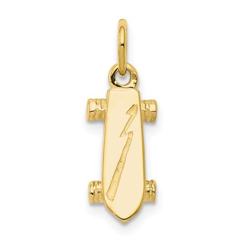 10k Solid Yellow Gold 3-D Skateboard Charm for a Chain or Necklace .75" Long Not Gold Plated. Real 10K Gold - Lazuli