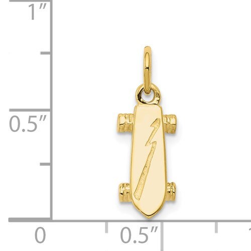 10k Solid Yellow Gold 3-D Skateboard Charm for a Chain or Necklace .75" Long Not Gold Plated. Real 10K Gold - Lazuli