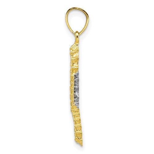10k Solid Yellow and White Gold Seahorse Pendant Charm for a Chain or Necklace 1" Long Not Gold Plated. Real 10K Gold - Lazuli