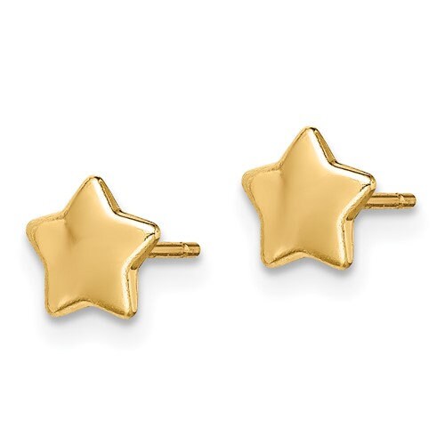 14K Yellow Gold Star Post Earrings push Backs 1/4" , Simple Minimalist Modern Dainty NOT gold filed NOT gold plated Ships Free in the U.S - Lazuli