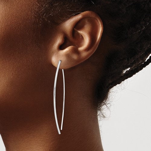 Sterling Silver 925 Dangle Polished Threader 2.5" Long Earrings,Simple Minimalist Dainty Modern Drop & Dangle Threaders Earrings Bridesmaids - Lazuli