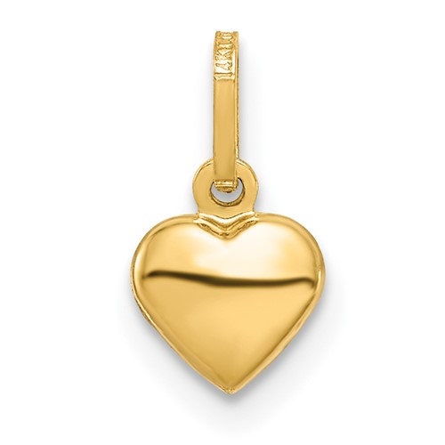 14k Tiny Solid Yellow , White or Rose Gold Heart Pendant Charm for a Chain or Necklace .5" Long. Not Gold Plated. Real 14K Gold - Lazuli