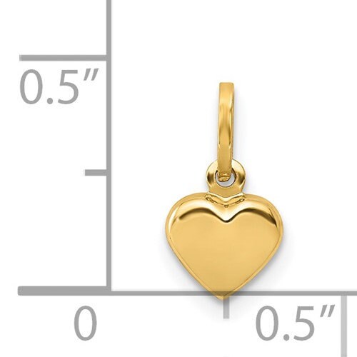 14k Tiny Solid Yellow , White or Rose Gold Heart Pendant Charm for a Chain or Necklace .5" Long. Not Gold Plated. Real 14K Gold - Lazuli