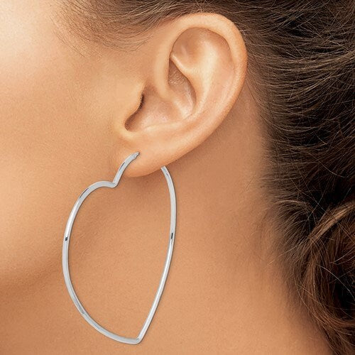 Sterling Silver .925 2 mm Endless Heart Shape Earrings different sizes, Simple Minimalist Tarnish Resistant Medium, Large & Extra Large