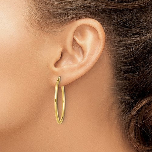 Gold Hoop 3.00 mm wide Earrings over Sterling Silver different sizes , Simple Minimalist Hinged Tarnish Resistant medium large extra large