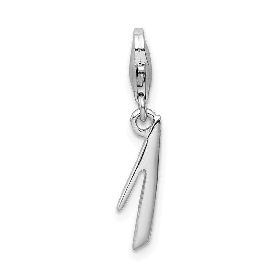 Sterling Silver .925 1/2" Polished Numbers 0,1,2,3,4,5,6,7,8,9 Charm with Fancy Lobster Clasp great for necklace, chain, charm bracelet