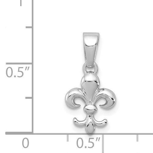 Small Sterling Silver .925 Fleur de lis Pendant Charm Ideal for Charm Bracelet or Necklace or earrings slide .5" long